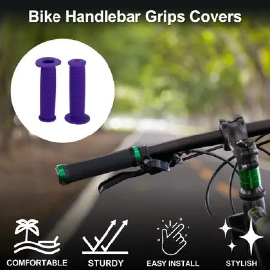 Unique Bargains Bike Handlebar Grips Covers 4.33" Purple 1 Pair image {1}