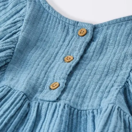 Baby Girls' 2pc Embroidered Floral Gauze Top & Bottom Set - Cloud Island&trade; Blue image {2}