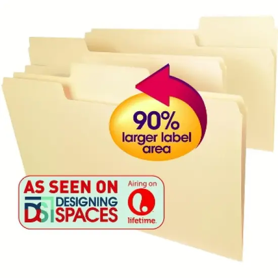 Smead SuperTab  Heavyweight File Folder, Oversized  1/3-Cut Tab, Legal Size, Manila, 50 Per Box (15401) image {1}
