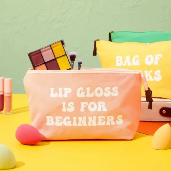 Glamlily 6 Pack Small Canvas Makeup Bags with Zipper for Women, 3 Colors/Designs (8 x 4 x 6 In) image {1}