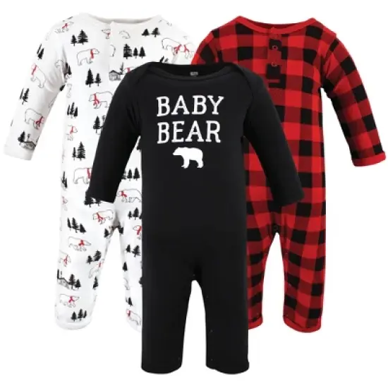 Hudson Baby Unisex Baby Cotton Coveralls, Buffalo Plaid Bear image {5}