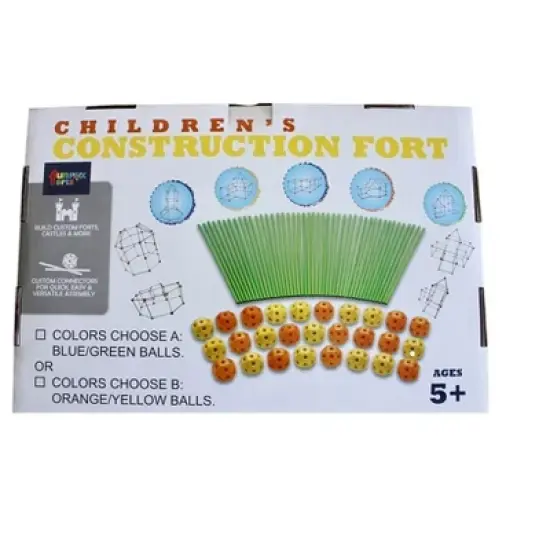 Funphix 77 Pc Fort Building Kit with Glow in the Dark Sticks - Fun Construction Toy for Age 5+ ( Orange & Yellow balls) image {6}