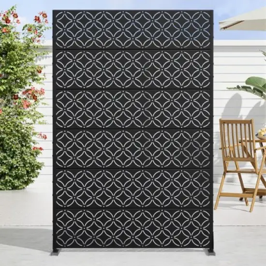 72" H&times;47"W Dovelina Black Metal Planter Box with Trellis Privacy Screen for Caf&eacute; Patio,Garden & Balconies image {1}