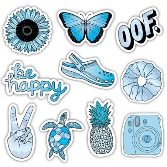Big Moods Aesthetic Sticker Pack 10pc - Blue image {3}