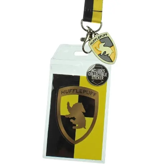 Harry Potter Hufflepuff Lanyard With 3D Metal Charm ID Card Holder And Sticker image {1}