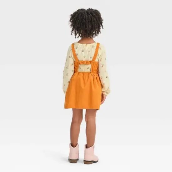 Toddler Girls' Floral Long Sleeve Top & Skirtall Set - Cat & Jack&trade; Yellow image {1}