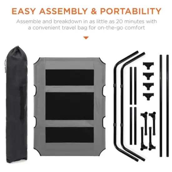 Best Choice Products 48in Elevated Cooling Dog Bed, Outdoor Raised Mesh Pet Cot w/ Removable Canopy, Carrying Bag image {5}
