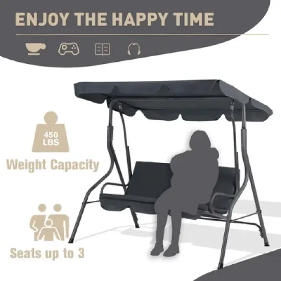 Aoodor 3 Seater Patio Porch Swing With Canopy image {3}