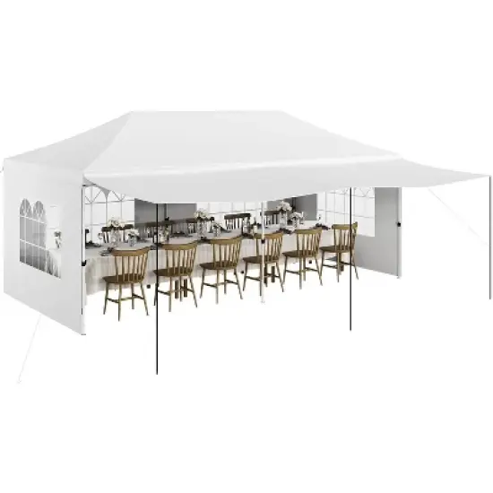10x20 FT Commercial Canopy Tent with 6 Removable Sidewalls, Heavy Duty Frame & Thickened Legs, 6 Sandbags, Easy Setup, Portable Roller Bag, image {9}