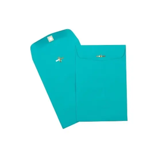 JAM Paper 6 x 9 Open End Catalog Colored Envelopes with Clasp Closure Sea Blue Recycled 10/Pack image {5}