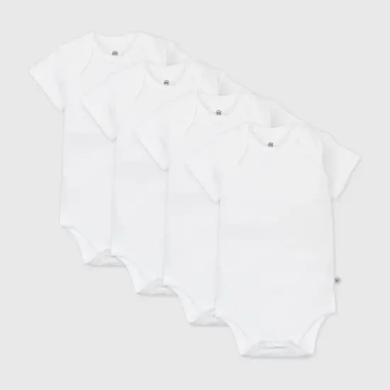 Honest Baby 4pk Organic Cotton Short Sleeve Bodysuit - White image {3}