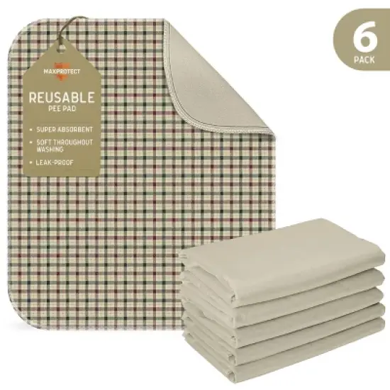 MaxProtect Plaid Reusable Pee Pads for Dogs, Training Underpads - 34" x 36" image {12}