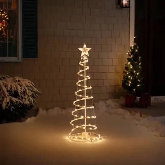 Northlight Lighted Spiral Outdoor Christmas tree with Star - 4' - Clear image {2}