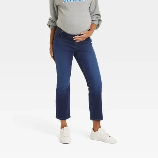 Under Belly Ankle Bootcut Maternity Pants - Isabel Maternity by Ingrid & Isabel&trade; Dark Wash image {4}