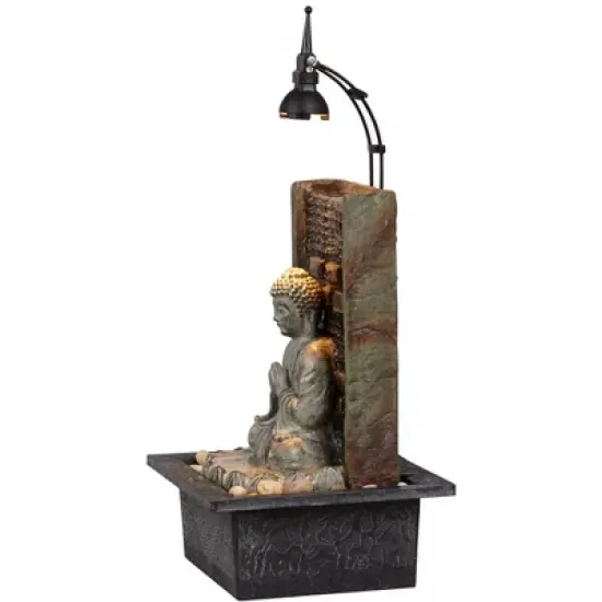 John Timberland Namaste Buddha Zen Waterfall Indoor Tabletop Water Fountain with LED Light 11 1/2" for Table Office Desk Home Bedroom Meditation image {3}