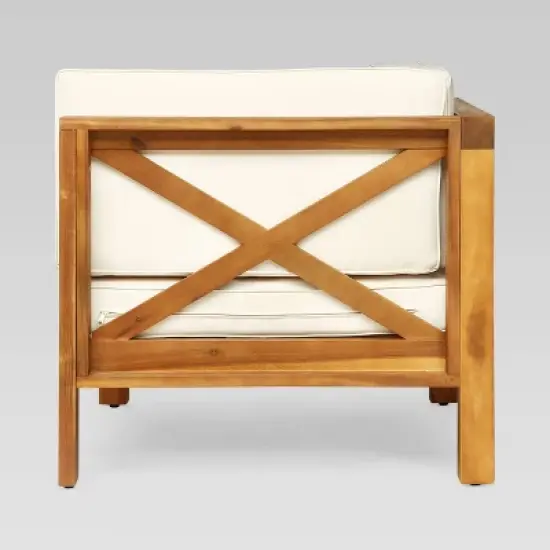 Brava 9pc Acacia Sectional Sofa Set - Teak/Beige - Christopher Knight Home image {2}