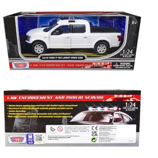 2019 Ford F-150 Lariat Crew Cab Truck Unmarked Plain White "Law Enforcement & Public Service" 1/24 Diecast Model Car by Motormax image {2}