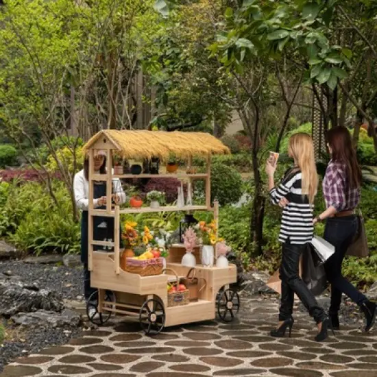 Vintiquewise Versatile Rolling Cart &ndash; Multi-Tier Wooden Shelf for Events, Food Tasting, Garden Display & Home Decor image {4}