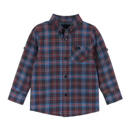 Andy & Evan  Toddler Navy Check Two-Faced Buttondown image {5}