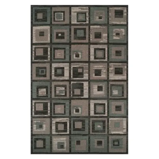 Color Block Tile Geometric Indoor Outdoor Runner or Area Rug by Blue Nile Mills image {6}