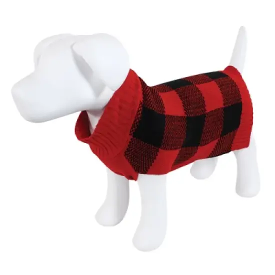 Luvable Friends Dogs and Cats Knit Pet Sweater, Buffalo Plaid image {4}