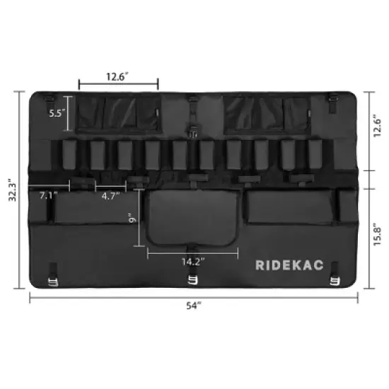 KAC Mid-Size and Compact Truck 54-Inch Tailgate Pad for 5 Mountain Road or Gravel Bikes with 2 Storage Pockets for Tools and Gears image {3}