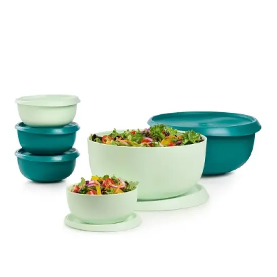 Tupperware Blossom Bowl 12pc Plastic Food Container Set Green image {1}