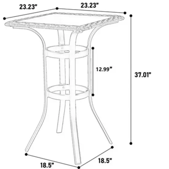 FIONECA 3-Piece Outdoor Rattan Bar Stool Set with Glass Table Top &uml;C Wicker Bar Chairs for Backyard, Garden, Pool, Balcony, and Deck, Brown image {3}