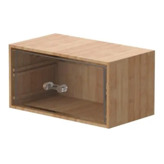 Bamboo Makeup Organizer with Clear Acrylic Drawer, Compact Single Drawer Bamboo Storage Box for Cosmetics & Skincare, Space-Saving Vanity Organizer image {3}