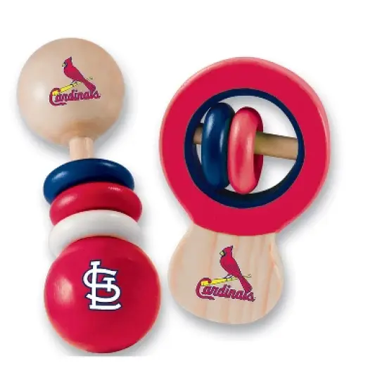 BabyFanatic Wood Rattle 2 Pack - MLB St. Louis Cardinals Baby Toy Set image {4}