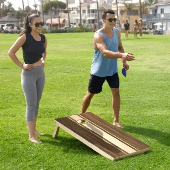 GoSports 4 x 2 ft Regulation Size Wood Cornhole Board Set - 2 Boards, 8 Bean Bags, Carrying Case and Game Rules image {2}