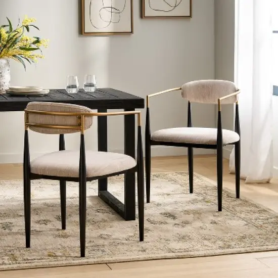 Christopher Knight Home Teuvo Modern Fabric Upholstered Iron Dining Chairs (Set of 2) image {11}