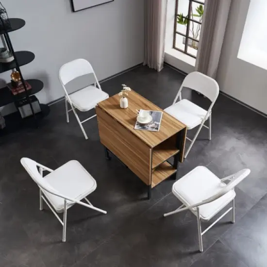 Sevobal Outdoor Portable Chairs 4PCS Foldable Soft Cushion Chair Set with PVC Seat for Living Room and Reception, White, 15.75"*17.72"*30.71" image {4}