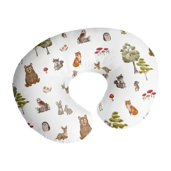 Sweet Jojo Designs Boy, Girl, Unisex/Gender Neutral Support Nursing Pillow Cover (Pillow Not Included) Watercolor Woodland Forest Animals Multicolor image {6}