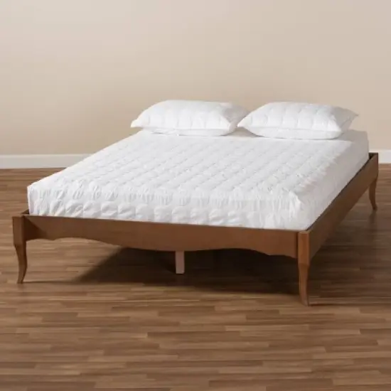 Marieke Wood Bed Frame Ash Walnut - Baxton Studio image {5}