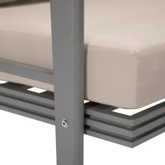 Leisuremod Walbrooke Modern 3 Piece Patio Set with Grey Aluminum Frame image {7}