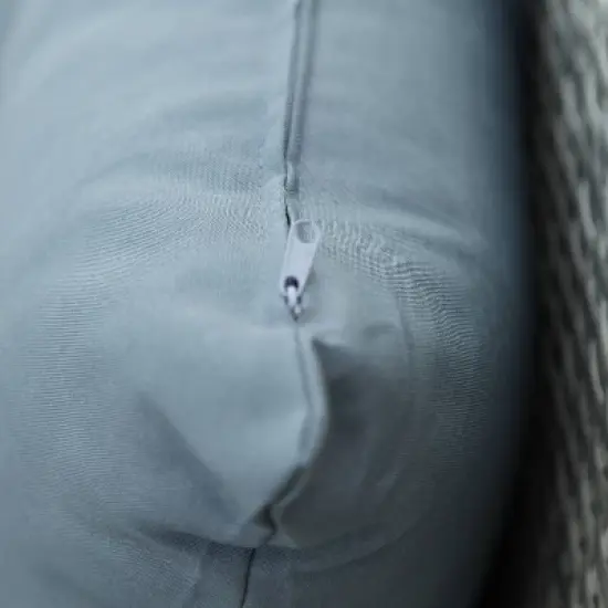 6pc Wicker Patio Set with Glass Table Ottomans - Gray/Dark Gray - GODEER image {10}