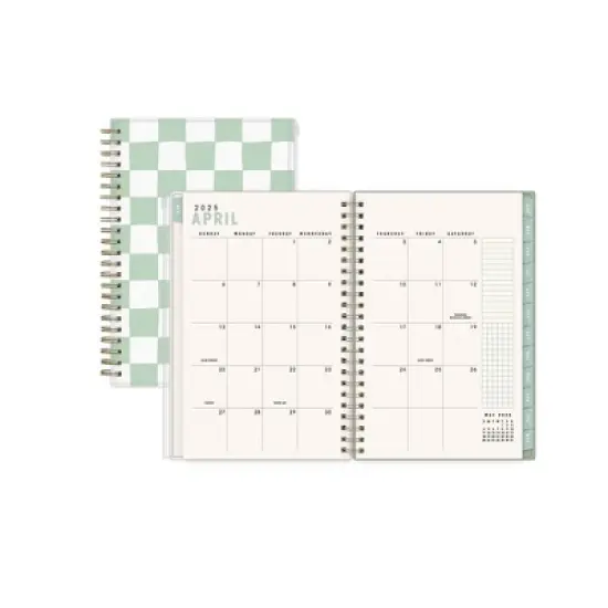 Blue Sky Brook Gossen Planner PP with Zip Pouch 5"x8" Weekly/Monthly Wirebound (15 Month) Green Check Undated image {3}