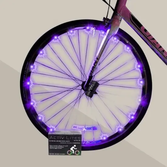 Activ Life Bike Lights for Wheels, Best Basket Stuffers for Kids & Teen Gifts; with Batteries Included - 1 Tire Pack, Purple image {1}