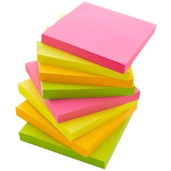 BAZIC Products&reg; Stick On Notes, 3" x 3", Neon, 90 Sheets, 12 Per Pack, 3 Packs image {1}