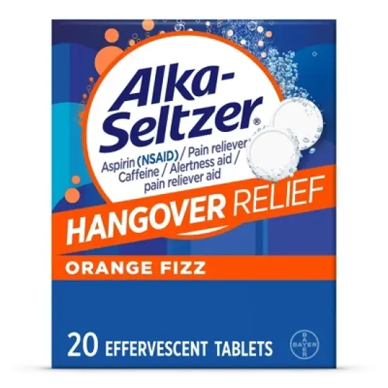 Alka-Seltzer Hangover Relief, Orange Fizz, Effervescent Tabs 20Ct image {4}