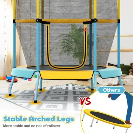 Infans 48"Toddler Trampoline for Kids with Safety Enclosure Net Heavy-duty Frame Yellow image {6}