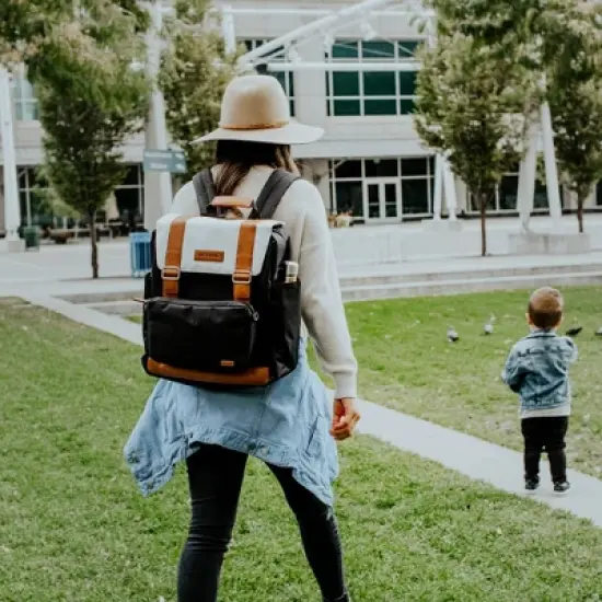 JJ Cole Bloomfield Modular Knapsack Diaper Bag Onyx & Ivory image {1}