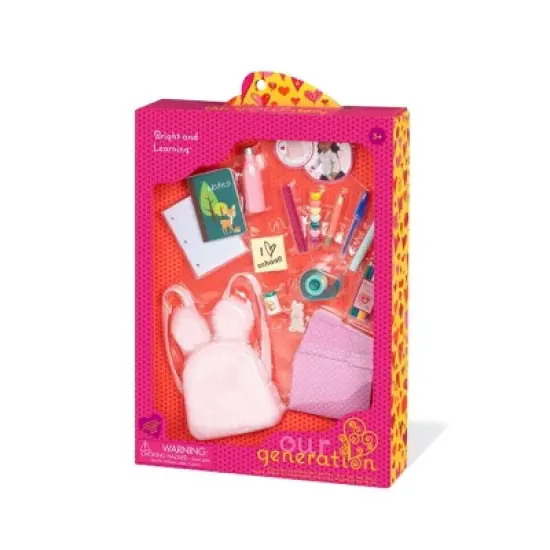 Our Generation School Supplies Set & Backpack for 18" Dolls - Bright & Learning image {3}