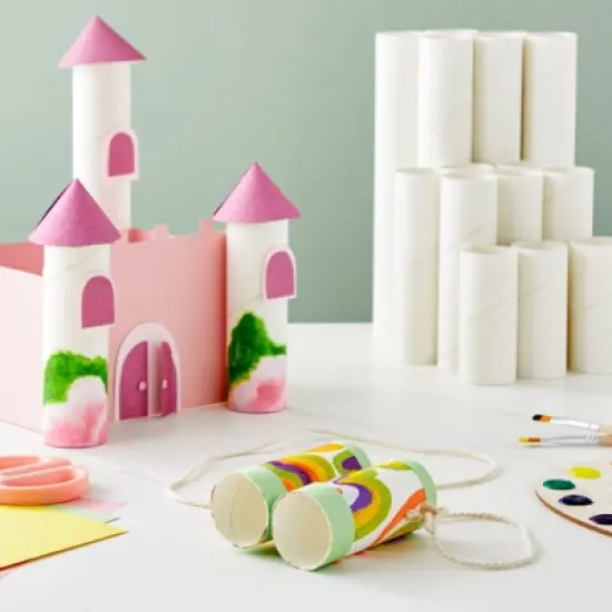 Bright Creations 24 White Cardboard Tubes for Crafts, Empty Paper Rolls, Cylinders in 3 Sizes for DIY Art Projects (4, 6, and 10 Inches) image {1}