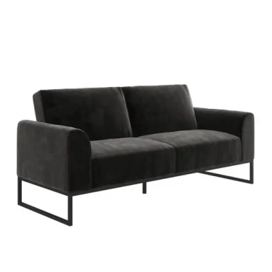 Adley Velvet Fabric Coil Futon with Metal Base - CosmoLiving by Cosmopolitan image {1}