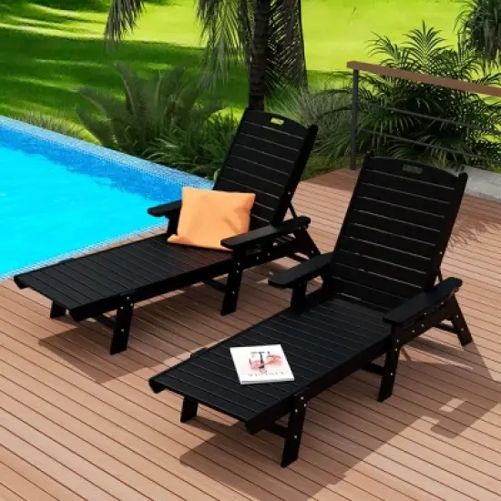 WestinTrends Adirondack Outdoor Chaise Lounge for Patio Garden Poolside (Set of 2) image {1}