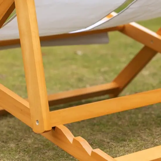 Outsunny 2-Person Double Patio Chaise Lounge Chair, Reclining Lounger, Folding Beach Chair with Adjustable Backrest for Deck, Beach and Poolside image {5}