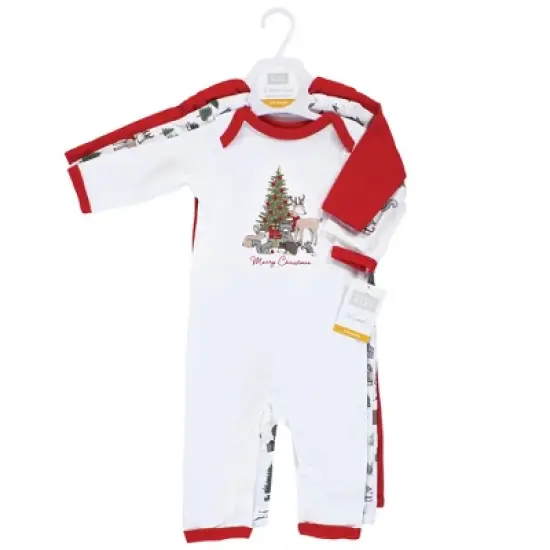 Hudson Baby Unisex Baby Cotton Coveralls, Christmas Forest image {1}