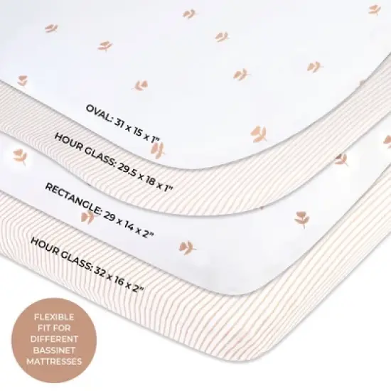 Ely's & Co. Baby Fitted Sheet  100% Combed Jersey Cotton Mauve Tulip + Stripes image {3}